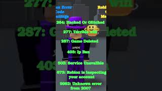 Roblox Error Code Meanings roblox shorts [upl. by Andres943]