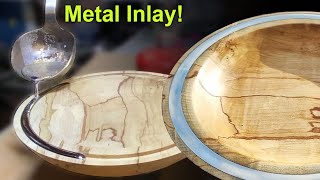 Woodturning Project  Horse Chestnut and pewter metal inlay [upl. by Leodora]