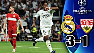 ENDRICK MARCA SEU PRIMEIRO GOL NA CHAMPIONS REAL MADRID 3 x 1 VfB STUTTGART MELHORES MOMENTOS [upl. by Alphonsine]