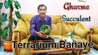 Gharme Kam Paise me Succulent Terrarium Kaise Banaye  Hindi  Urdu [upl. by Ztnaj]