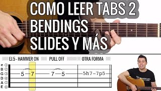 Como leer Tabs de guitarra 2 Slides Bendings Vibratos Hammer Ons [upl. by Perren]