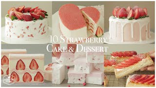 10가지🍓딸기 케이크amp디저트 모음zip  10 Strawberry CakeampDessert Recipe  홈베이킹 영상 모음 Baking Video  Cooking tree [upl. by Eilarol]