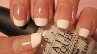 Tutorial Easy French Tips Square amp Round Nail Shapes [upl. by Laenahtan]