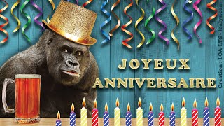 Joyeux anniversaire  carte virtuelle humour  singes et gorille [upl. by Elkin]