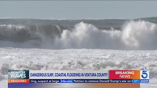 Dangerous surf peaking along Southern California coast [upl. by Yerdua]