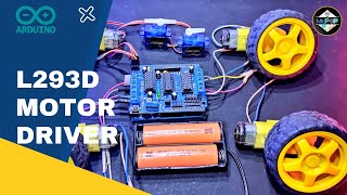 Arduino L293d tutorial How to test L293D motor driver shield [upl. by Nefen334]