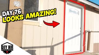 Installed a brand new door Day 76 DIY mobile home renovation [upl. by Madlin852]