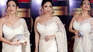 Malaika Arora Steps Out In A exy White Saree [upl. by Ainavi435]