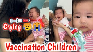 Children Crying Injection Video On Hip Mother Giving Vaccination To Daughter [upl. by Nywloc]