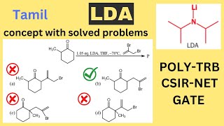 LDA  Lithium Diisopropyl AmideNonNucleophilic base Organic reagentsexamples with CSIRNETGATE [upl. by Eydnarb]