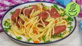 2 Malzeme ile 🍝 MAKARNA TARİFİ 💯  Çocuklar çıldıracak Sosisli Makarna Tarifi [upl. by Nahraf92]