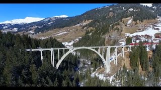 Langwieser Viadukt der RhB Langwies  Prätschwald Luftaufnahmen 2017 [upl. by Ayerf788]