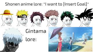 Gotye WokeuplikethisLore meme Shonen anime lore VS Gintama lore [upl. by Nosnej628]