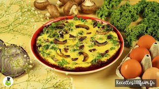 🍳 Omelette au chou kale oignons champignons amp fromage [upl. by Ferriter]