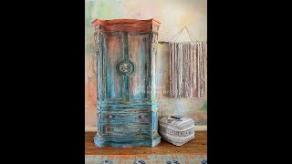 How To Paint Furniture Using Multiple Complimentary Colors for an Old World Rustic Boho Paint Finish [upl. by Eudosia]