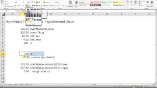 Mean vs Hypothesized Summary MegaStat [upl. by Yelloh]