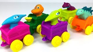 DINOSAURIER ZUGFAHRER KOLLEKTION MIT BUDDY TINY SHINY MORRIS ALVIN amp CORY UNBOXING TODDLER SPIELZEUG [upl. by Suiramaj]