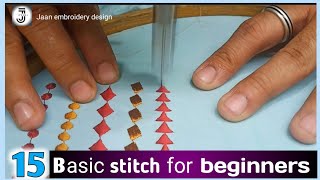 Basic embroidery stitches for beginners  Machine embroidery for beginners [upl. by Ytram289]