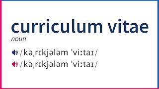 How To Pronounce CURRICULUM VITAE In British And American English [upl. by Ahsikel282]