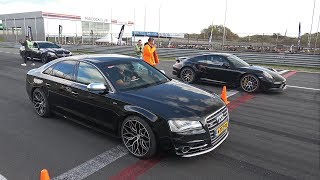 700HP Audi S8 D4 Quattro 40 TFSI V8T with Milltek vs Porsche 991 Turbo S [upl. by Tracee]