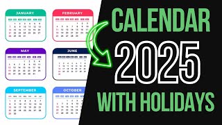 CALENDAR 2025 WITH HOLIDAYS  2025 CALENDAR COMPLETE [upl. by Seiber]