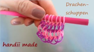 Loom Bands Armband  breite Drachenschuppen  mit Stiften Anleitung deutsch [upl. by Sower]