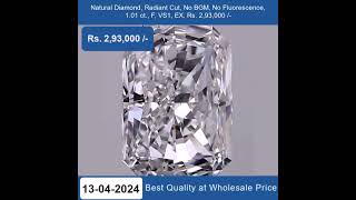 Natural Diamond Radiant Cut 100 ct F Color VS1 Clarity No BGM  Rs293000  917678337365 [upl. by Refotsirc]