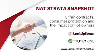 NAT Unfair contracts consumer protection and the impact on lot owners  Lookupstrata [upl. by Oileve604]