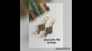 SuperDuo and Swarovski Pear Drop  Jewel of the Nile Earrings [upl. by Uhsoj837]