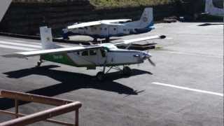 Lukla Takeoff PC6 Pilatus from Lukla Airport Tower dangerous airport for takeoff [upl. by Cilurzo]