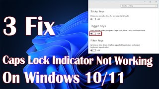 Caps Lock Indicator Not Working On Windows 11  3 Fix How To [upl. by Hagi323]