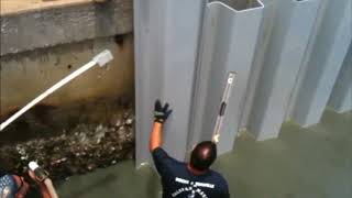 Bulkhead Installation Water Jetting a Vinyl Sheet Pile Wall [upl. by Prior]