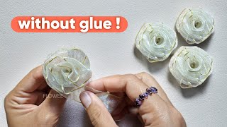 Whole Ribbon Rose  Ribbon Flowers  How to make an easy ribbon rose [upl. by Eatnod]