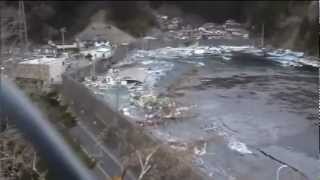 Tenmeter seawall breached and destroyed by tsunami [upl. by Radie303]