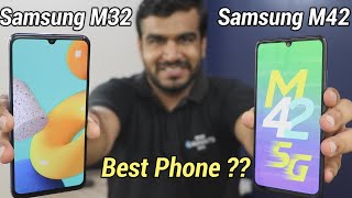 Samsung Galaxy M32 vs M42 Comparison  Best Samsung 5G Phone In HINDI [upl. by Arlo]