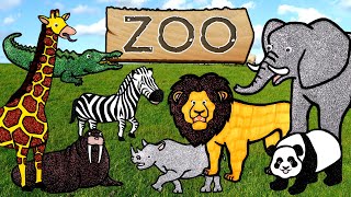 Lets Draw Zoo Animals Together  Drawing and Coloring with Glitter amp Googly Eyes [upl. by Brook269]