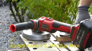 Einhell Akku Winkelschleifer 18V Axxio BL  Test  Vergleich vs Makita DGA504 [upl. by Carrissa299]