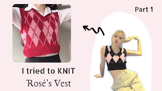 Knit Argyle Vest Tutorial ✨ part1 step by step [upl. by Consuelo]