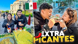 PROBANDO los VERDADEROS ESQUITES CALLEJEROS PICANTES en MEXICO🇲🇽 ft Celinazz [upl. by Kerns]