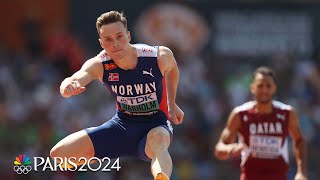 World record holder Karsten Warholm cruises to semifinals in 400m hurdles  NBC Sports [upl. by Dyane337]