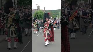 Drum Majors lead the Massed Bands through the streets after 2022 Dufftown Highland Games shorts [upl. by Collimore495]