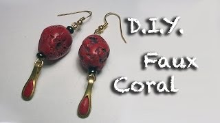 DIY Faux Coral Polymer Clay Tutorial  Imitazione corallo  Imitación coral [upl. by Lodmilla]