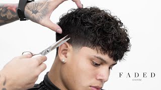 💈 BEST TAPER FADE WITH CURLY HAIR BARBER TUTORIAL [upl. by Yuhas]