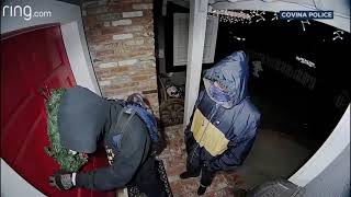 Doorbell camera spots armed suspected burglars at front door of Covina home [upl. by Painter]