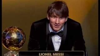 Lionel Messi wins 2010 FIFA Ballon dOr award Golden Ball HQ [upl. by Sukram]