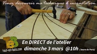 En direct de latelier  technique dincrustation du wengué pour créer un motif décoratif [upl. by Anoo]