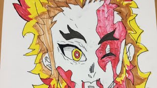 Rengoku drawing tutorial  step by step Demon slayer 🔥✨ [upl. by Anilys]