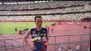 Karsten Warholm epic 400m hurdle post race interview [upl. by Cousin]