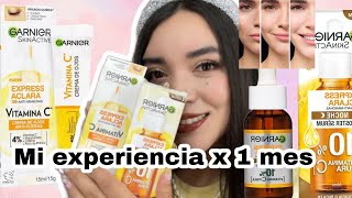 GARNIER EXPRESS ACLARA SERUM VITAMINA C MOCHE  CREMA DE OJOS ANTIOJERAS  RESEÑA 💕 [upl. by Demeter993]