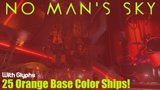 No Mans Sky  25  Orange Base Color Ships In Euclid Galaxy  With Glyphs [upl. by Zerdna]